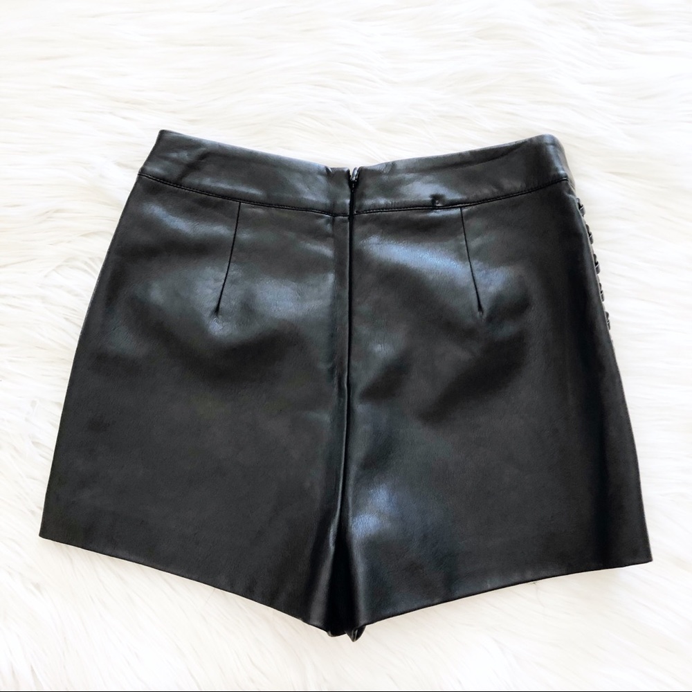 Topshop High Waist Faux Leather Shorts - Picture 4 of 5